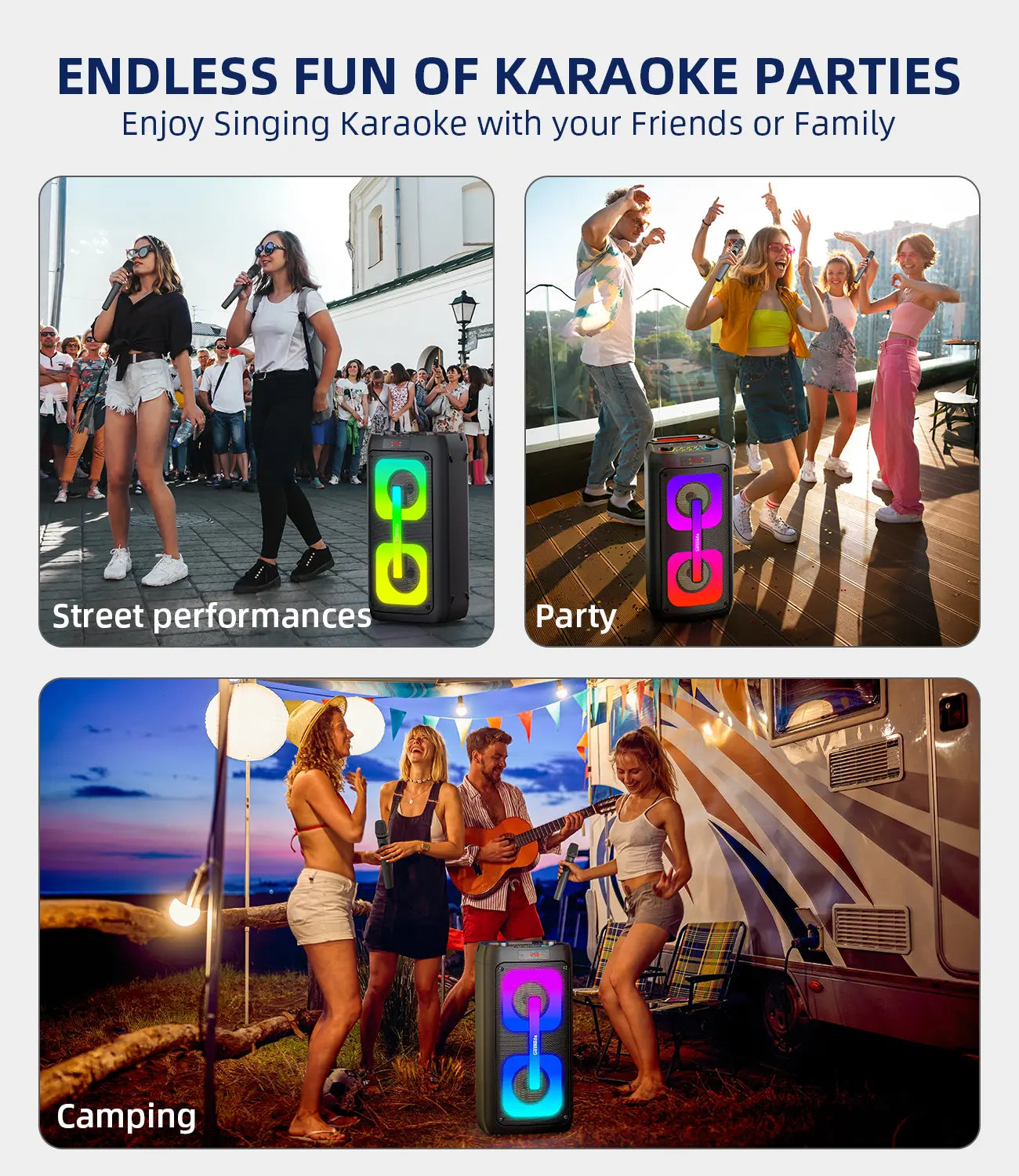Professional Karaoke Machine with Portable Bluetooth Speaker, Dual Wireless Microphones, and Integrated Disco Lights - Perfect for Parties and Outdoor Events, Ideal Gift for Music Enthusiasts and Families