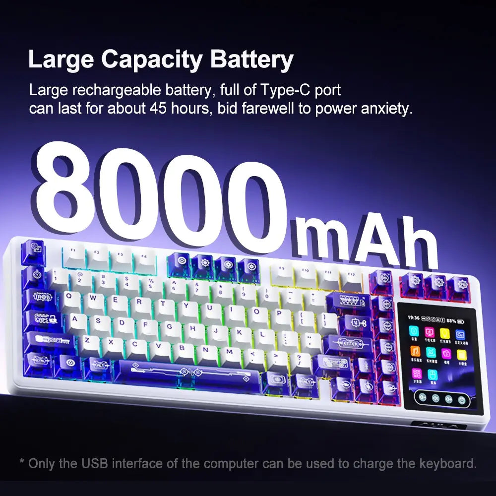 Aula L99 Tri-Mode Mechanical Wireless Gaming Keyboard - 84 Keys with Display, RGB Lighting, Hot Swappable Switches, High Battery Capacity, Compatible with Windows, Mac, and iOS