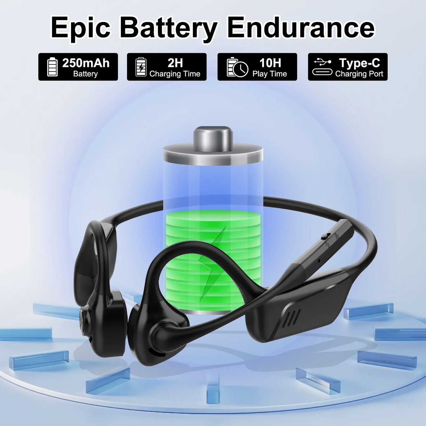 2B2C LK02 Open Ear Bluetooth Headphones - Noise Cancelling with ENC Technology - Multi-Button Controls - Wireless Office and Gaming Headset - Ideal for Professionals
