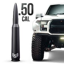 50 Cal Stubby Bullet Antenna Mast - Universal AM/FM Replacement for Ford F150, F250, F350, RAM 1500, 2500, and GMC Denali Pick-Up Models