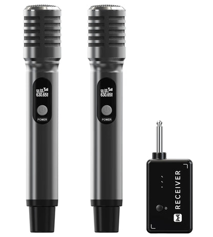 Professional Wireless Microphone System with One-to-One Chip Connection, Rechargeable Receiver, 40 Hours Battery Life, 200FT Range, Low Latency, Durable Metal Construction for Vocal Performance - Summerwins