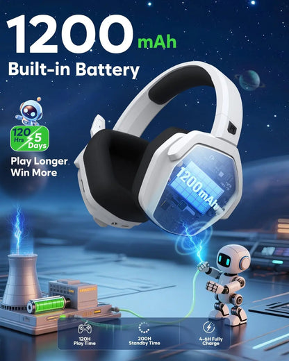 NUBWO G06 Pro Wireless Gaming Headset with Charging Station for Headphones & PS5 Controller Charger, Ps5 Ps4 PC, 120-Hour Battery, with 6 LED & RGB Mode,23Ms Sync​ for Fortnite & Call of Duty/Fps Gamers, Triple Mode All Devices Compatible Tiktokshopspring