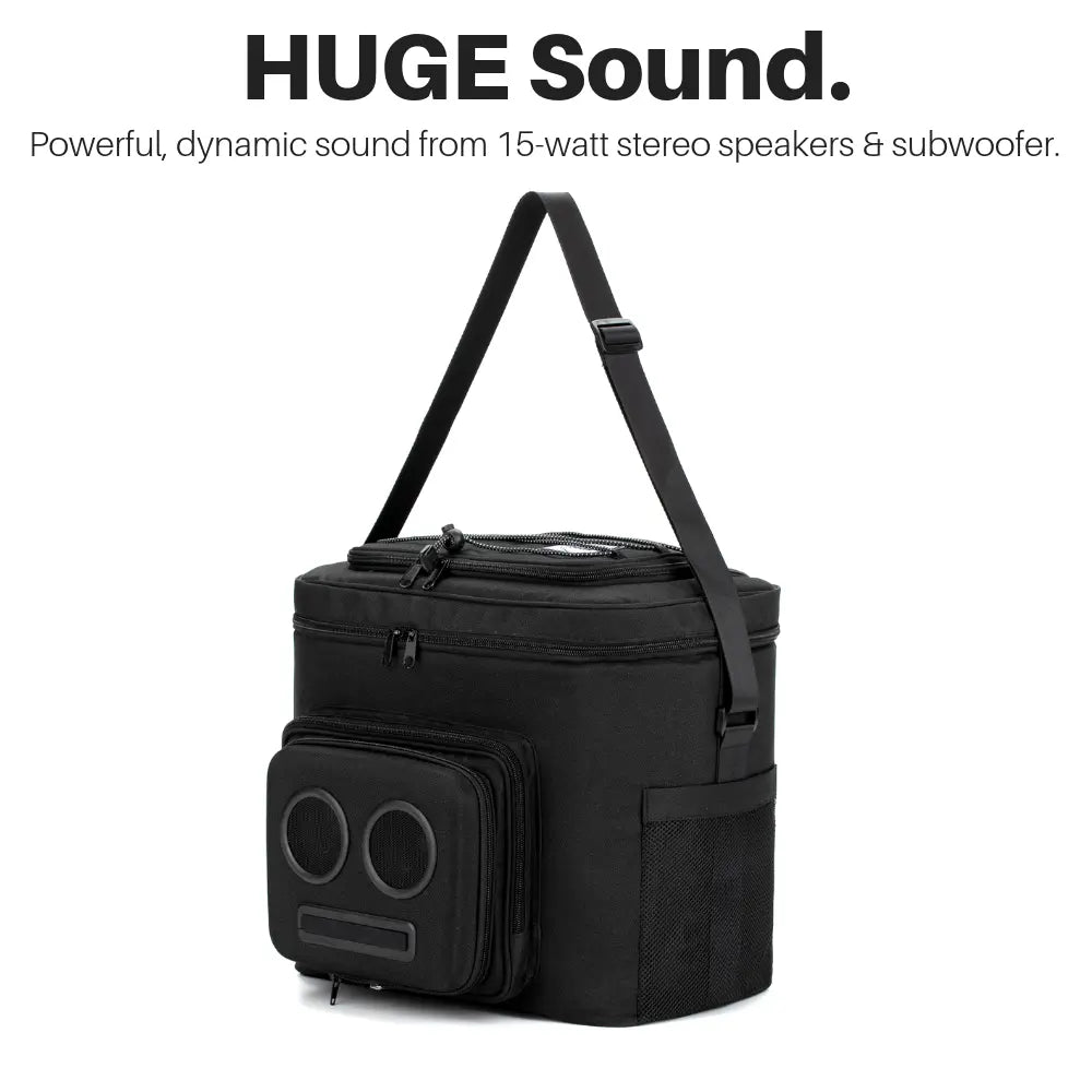 Super Real Cooler with Integrated 20-Watt Bluetooth Speakers for Outdoor Events, Compatible with iPhone and Android Devices, Rechargeable and Ideal for Parties, Festivals, Boating, and Beach Use