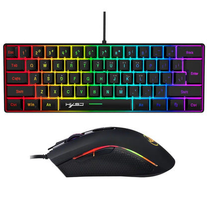 Gaming Keyboard & Mouse Combo - 61 Keys, Compact RGB Wired Keyboard Mouse, Ergonomic Design RGB Backlight Keyboard for PS4, Xbox, PC, Laptop, Mac, Mini, Keyboard, Gaming Setup Accessories