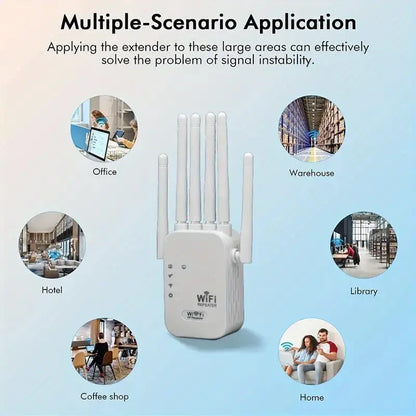 MUNBYN 2026 WiFi Range Extender - 1200Mbps Dual Band Repeater (5GHz/2.4GHz) WiFi Booster, Coverage Up to 10,000 Sq.Ft, Supports 50 Devices, Includes Ethernet Port for Home Use