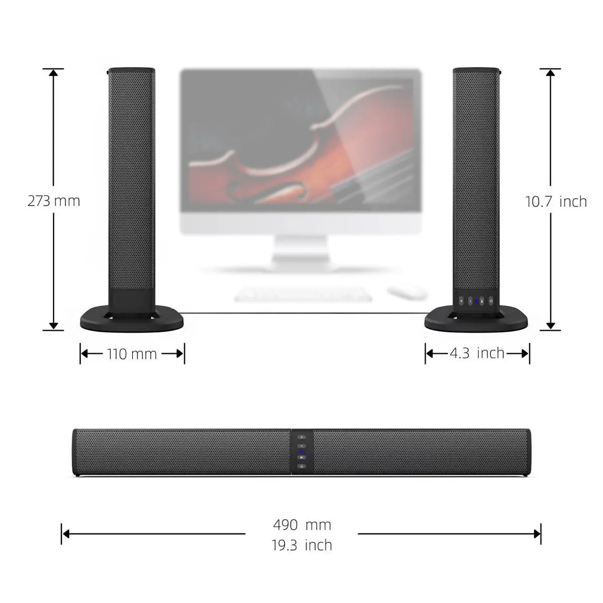 2-in-1 Wireless Sound Bar Speaker with Built-In Subwoofers for Smart TVs - Home Theater Audio System