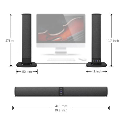 2-in-1 Wireless Sound Bar Speaker with Built-In Subwoofers for Smart TVs - Home Theater Audio System
