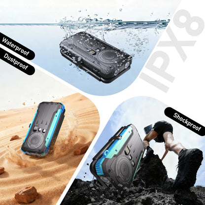 20000Mah Solar Power Bank with 4 Foldable Solar Panels, Built-In Wireless Charging, PD 15W Fast Charging, 3 Built-In Cables, 6 Charging Ports, Portable Solar Charger with Dual Flashlights and Carabiner, Compatible with All Mobile Devices