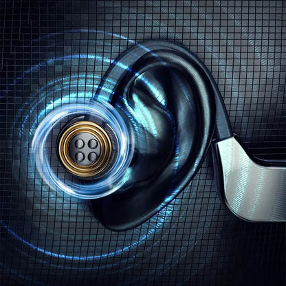 ESSONIO-K9 3-in-1 Waterproof Bluetooth Headset with Bone Conduction Technology, 32GB Memory, and Ultra-Long Battery Life for Swimming and Sports - Titanium Silver Gray