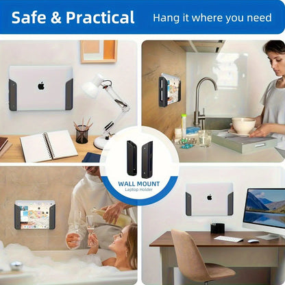 Under-Desk Laptop Mount Holder with Adhesive and Screws, 1.1"/28mm Thickness, Anti-Scratch Pads, Universal Compatibility for MacBooks, Surface Devices, Keyboards, Tablets, Switch, and More