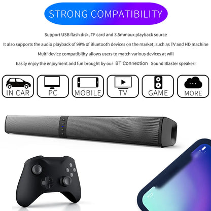 2-in-1 Wireless Sound Bar Speaker with Built-In Subwoofers for Smart TVs - Home Theater Audio System