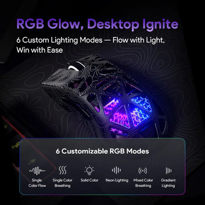 FURYCUBE G11 Tri-Mode Gaming Mouse with PAW 3311 Sensor, 2.4G, Bluetooth, Wired Connectivity, Rechargeable, RGB Lighting - Ideal for Gaming and Office Use, Perfect Birthday Gift for Him