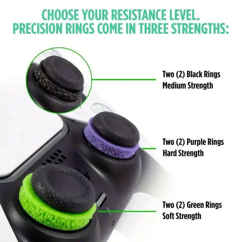 Precision Aim Boost Thumbstick Accessory Kit for PlayStation 5 and PlayStation 4 Controllers | Purple-Black Silicone Rubber Precision Rings (6 Pieces)