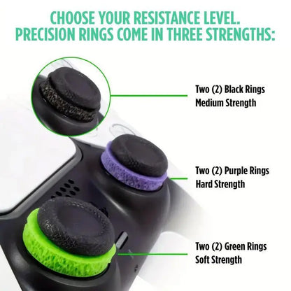 Precision Aim Boost Thumbstick Accessory Kit for PlayStation 5 and PlayStation 4 Controllers | Purple-Black Silicone Rubber Precision Rings (6 Pieces)