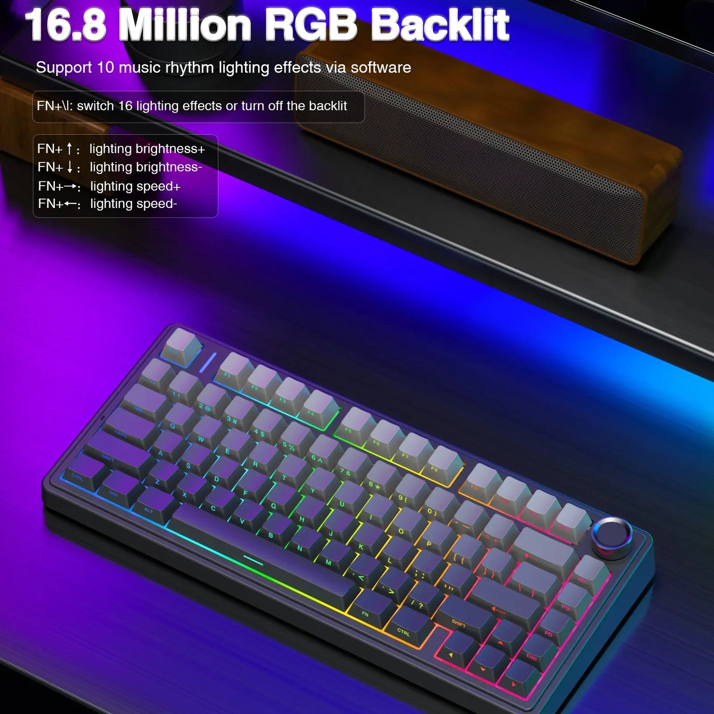 AULA F75 Pro Wireless Mechanical Gaming Keyboard - 75% Hot-Swappable, USB Rechargeable, RGB Backlit, PBT Side-Printed Keycaps, Multimedia Scroll Wheel, Ideal PC Accessories