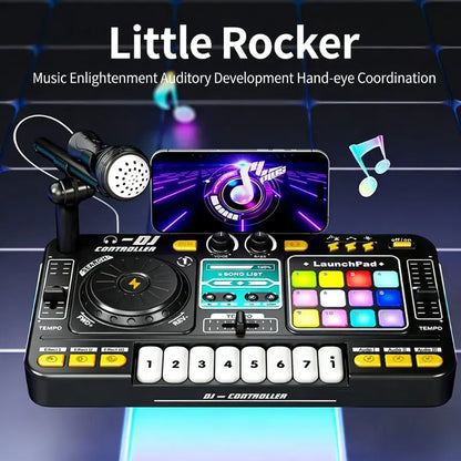 Multifunctional Digital DJ Controller with Microphone and Piano Keys - Educational Music Toy for Kids, Ideal for Home Entertainment