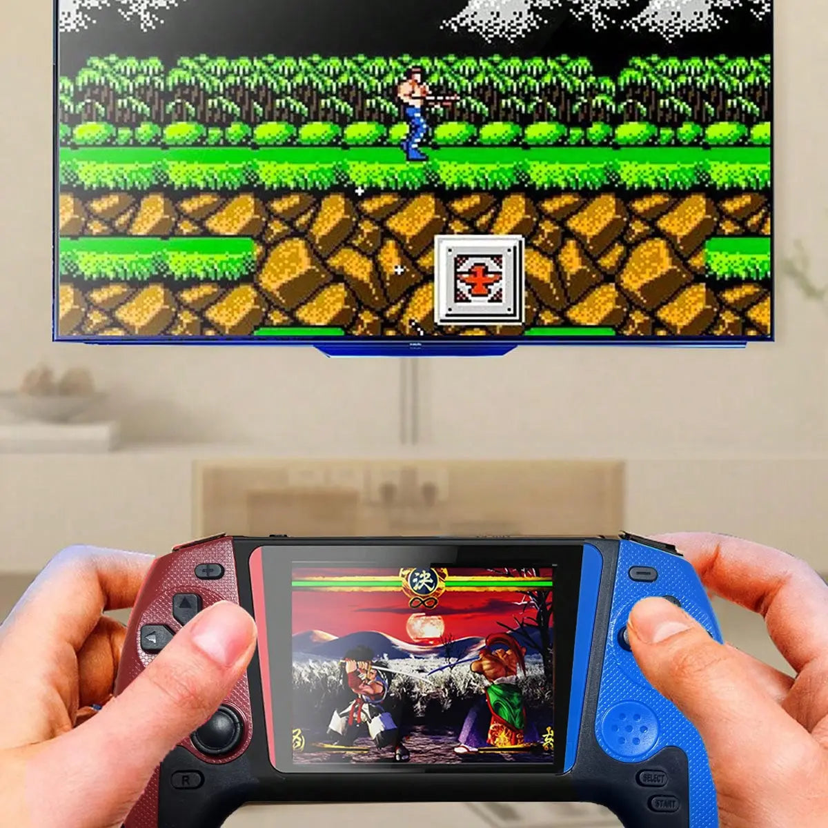 Portable Retro Video Handheld Games Console, 3.5-Inch Joystick, 500 Game Library, Wireless Controller, Rechargeable Battery, TV Connection, Handheld Cordless, Handheld Gaming Console