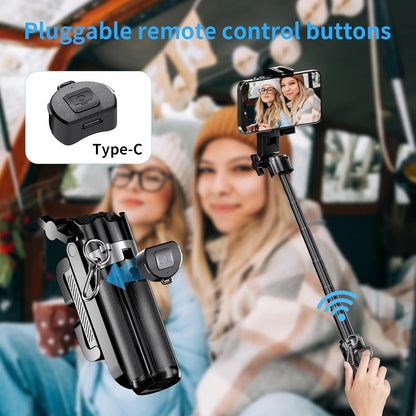 2026 5-in-1 Mini Wireless Selfie Stick - 360° Rotatable, Compact Design, Bluetooth-Controlled, 21.2-Inch Telescopic, Versatile Handheld Stabilizer, Phone Stand, and Tripod for Mobile Vlogging by Summerwins