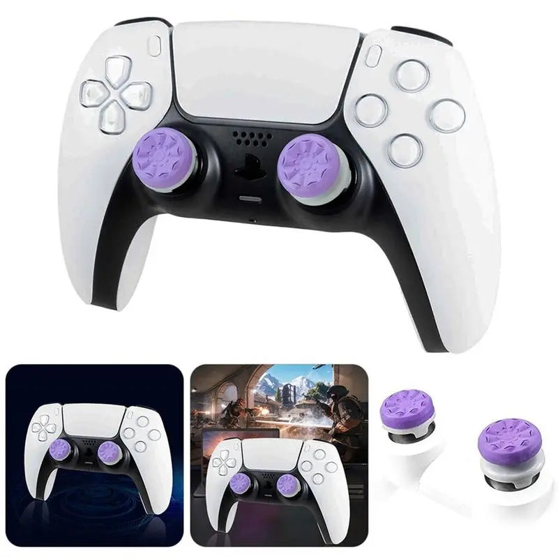 Precision Aim Boost Thumbstick Accessory Kit for PlayStation 5 and PlayStation 4 Controllers | Purple-Black Silicone Rubber Precision Rings (6 Pieces)