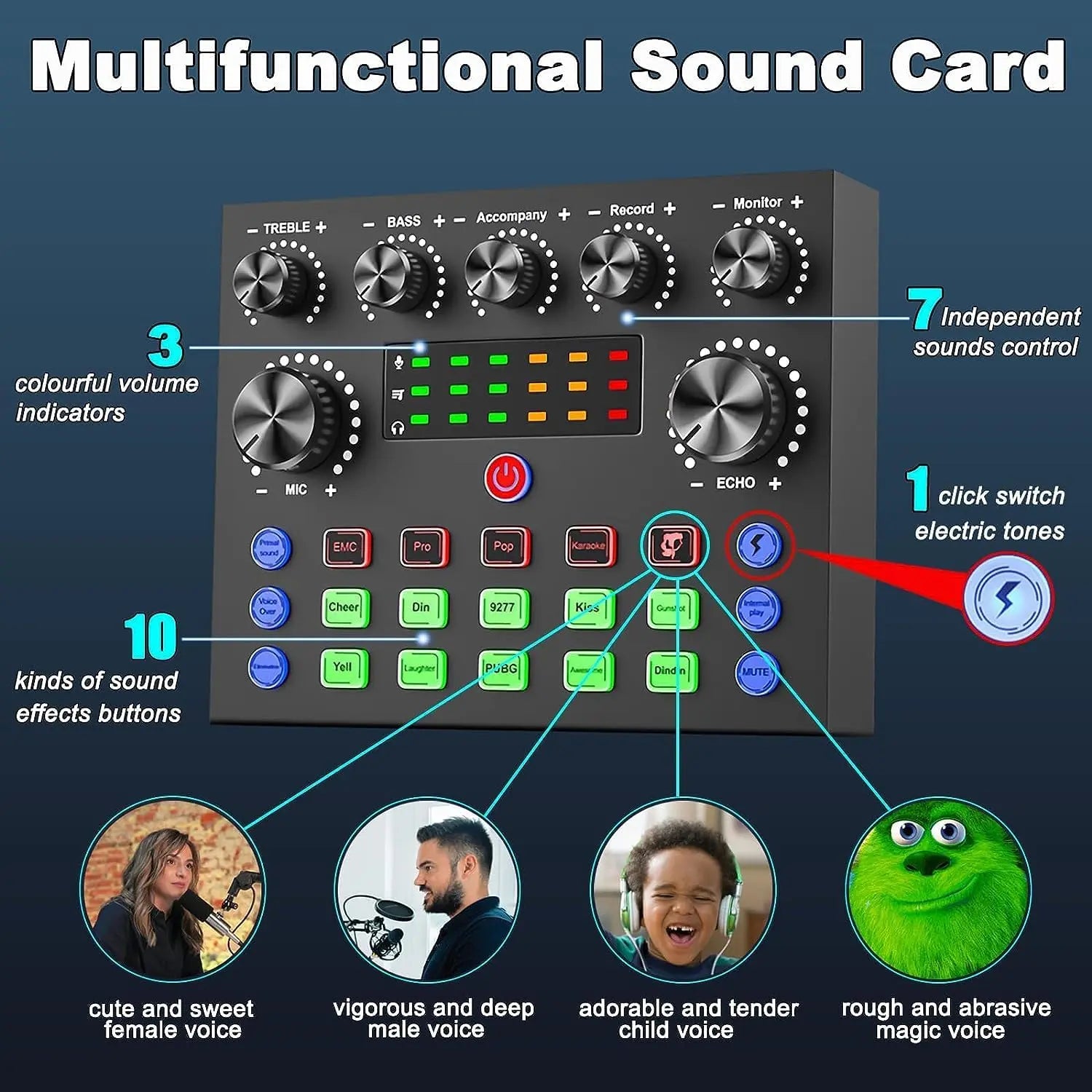 Safring Podcast Equipment Bundle, BM800 Podcast Usb Rechargeable Microphone Bundle with V8S Voice Change#R, Condenser Microphone Recording Studio Package for Podcasting Live Streaming Singing Tiktok Youtube Dynamic Mic Sound Card Desk Clamp #Summervibes
