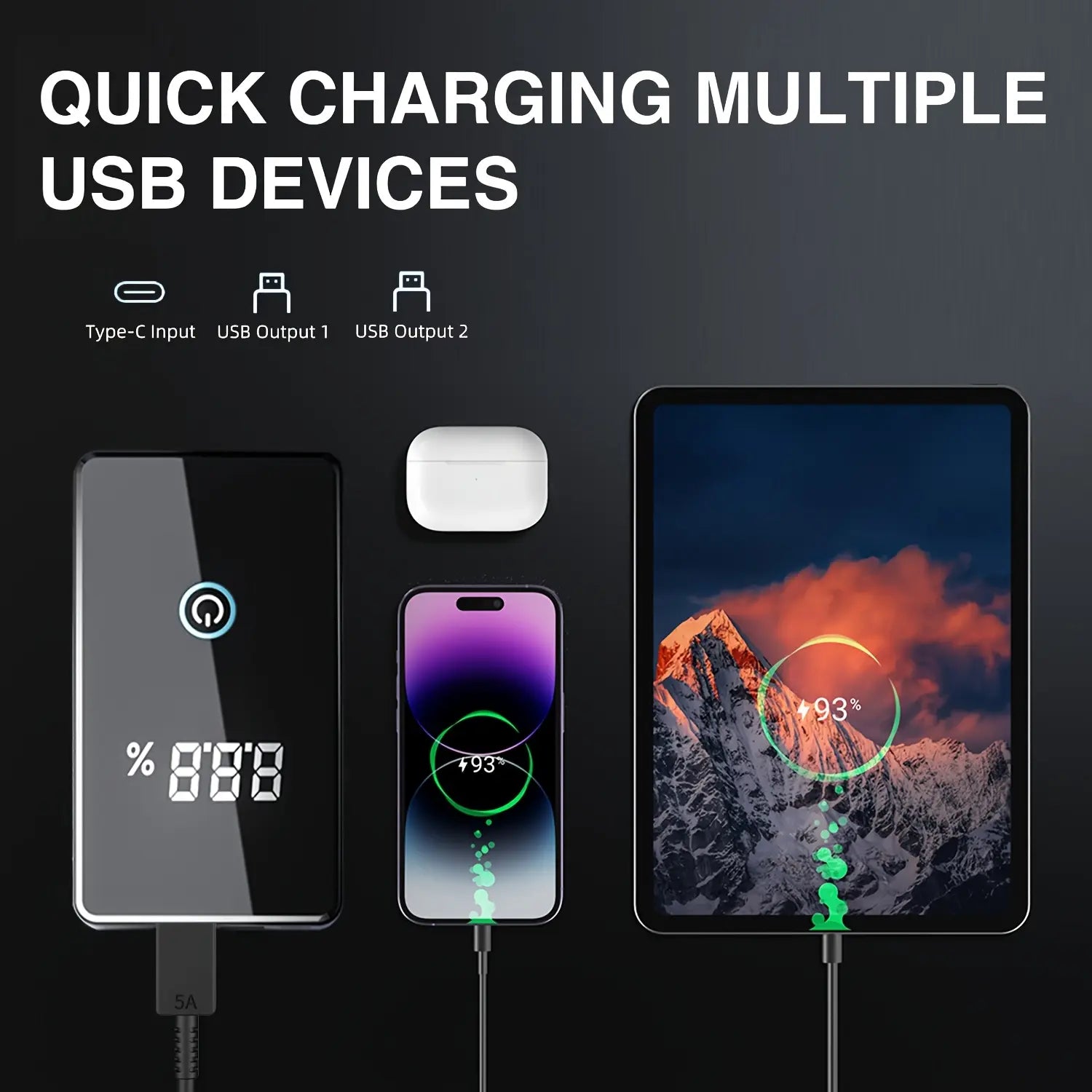 1500A Peak Portable Car Jump Starter (Up to 5.0L Gas/3.0L Diesel) - 12V Auto Battery Booster with Smart Jumper Cables, Wireless Power Bank, 3-In-1 LED Light, Lightweight Beginner-Friendly Roadside Emergency Kit