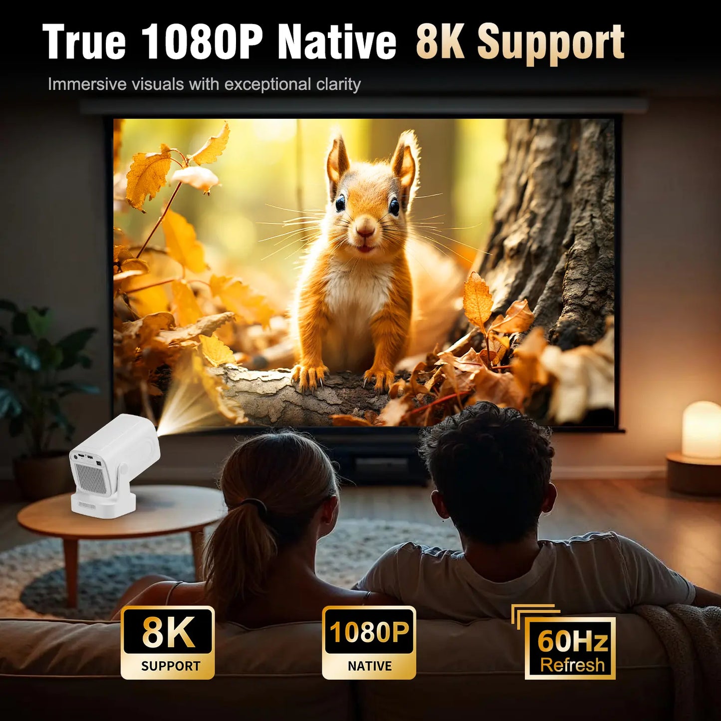 Magcubic HY310 Auto Focus Projector - 330 ANSI Lumens, Google Assistant, 8K Decode, Native 1080P, BT5.4, WIFI6, Android 14, Built-In Speaker, Allwinner H726, 180° Flexibility, 130" Screen, 60Hz Refresh Rate, Mini Portable Home Cinema Projector
