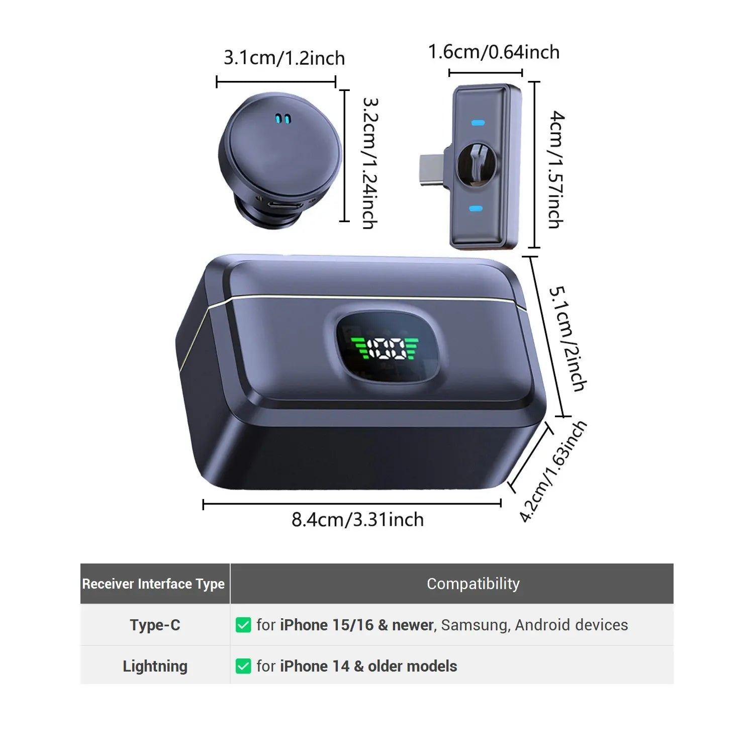 Professional Wireless Lavalier Microphone with Digital Display Charging Case for Video Recording, Teaching, Interviews, Podcasts, and Live Streaming