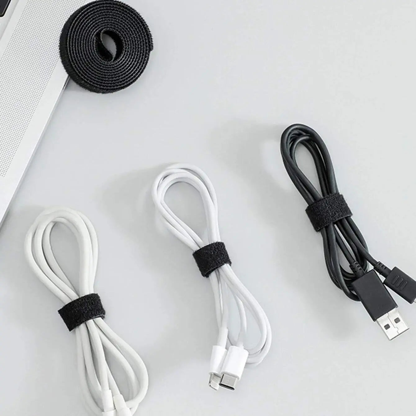 Multifunctional Velcro Cable Management Tape - Adjustable Data Cable Organizer for Desk Organization and Wire Management
