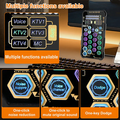 HOSABELY SK9 Wired Compact Handheld Live Sound Card Set – Portable Audio Interface with Microphone Connectivity for PS5, PC, Android, and iPhone Streaming