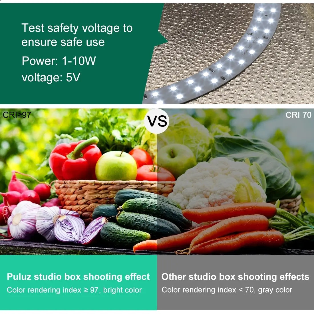 PULUZ Portable Folding Studio (30x30x30 cm) with High Definition 97+ CRI LED Ring Light for Camera and Smartphone Photography
