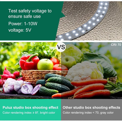 PULUZ Portable Folding Studio (30x30x30 cm) with High Definition 97+ CRI LED Ring Light for Camera and Smartphone Photography
