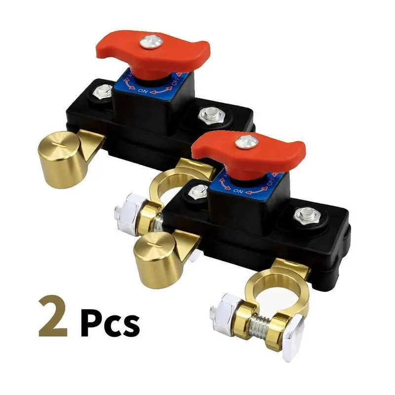 2Pcs Car Battery Power Cut-Off Switch Breaker, Pure Copper Stable Transmission High Conductivity Disconnect Switch Smart Battery Disconnect for Truck Car Boat Rv Supplies
