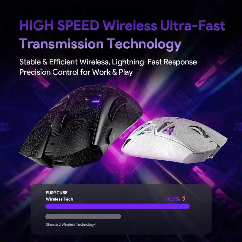 FURYCUBE G11 Tri-Mode Gaming Mouse with PAW 3311 Sensor, 2.4G, Bluetooth, Wired Connectivity, Rechargeable, RGB Lighting - Ideal for Gaming and Office Use, Perfect Birthday Gift for Him