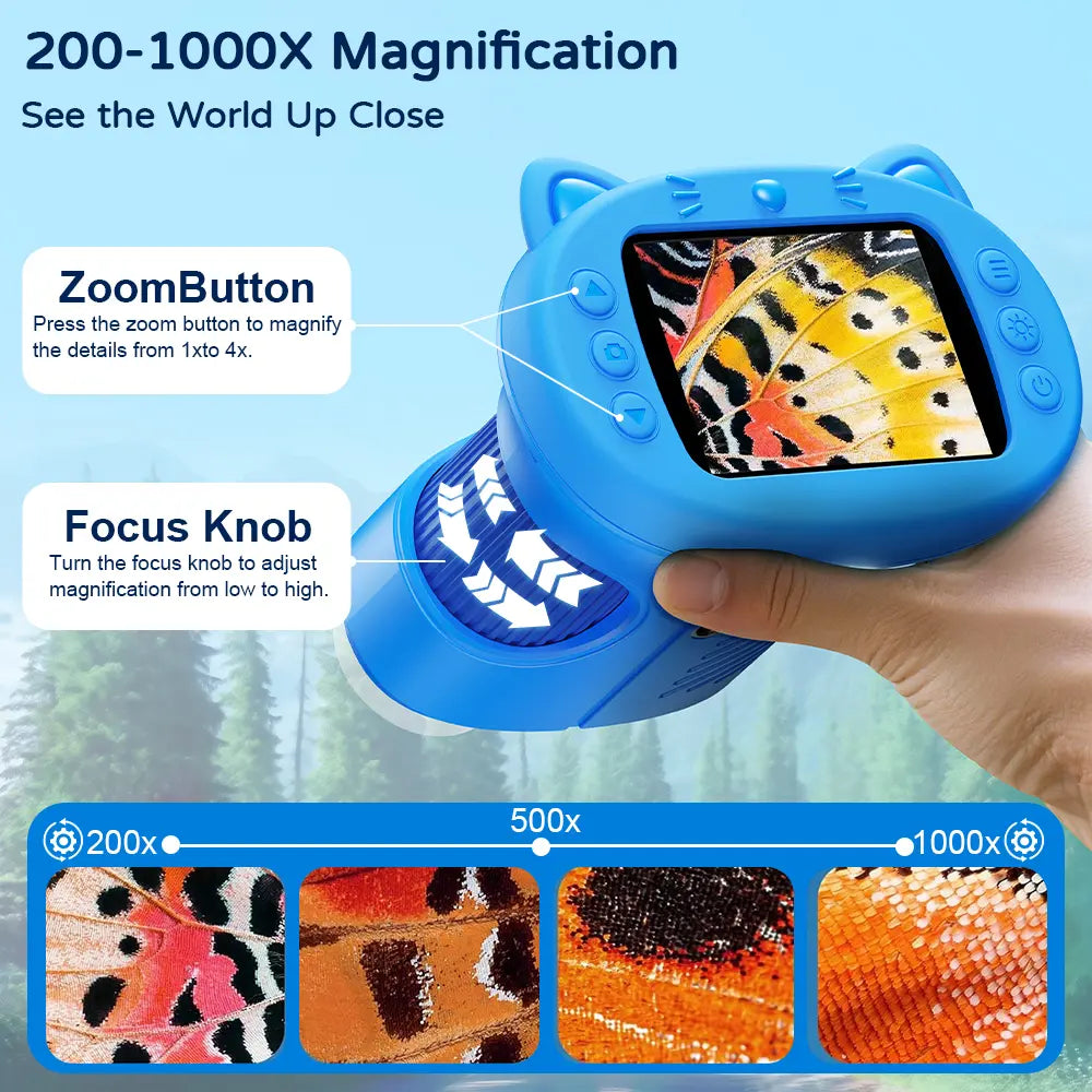SEEKID 2026 Upgrade Microscope with Integrated Photo & Video Camera, 2.4" 4K Display – 1000X Magnification and 100M Telescope, STEM Educational Toy for Ages 3-12