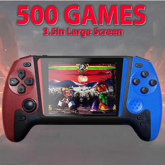 Portable Retro Video Handheld Games Console, 3.5-Inch Joystick, 500 Game Library, Wireless Controller, Rechargeable Battery, TV Connection, Handheld Cordless, Handheld Gaming Console