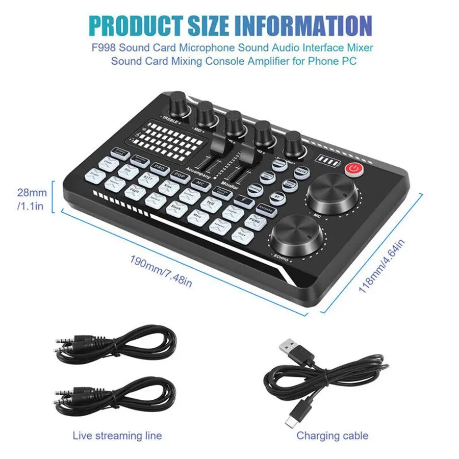 Professional Live Sound Card Audio Interface with DJ Mixer Effects and Voice Changer for Podcast Production and Streaming (Not Compatible with XBOX)