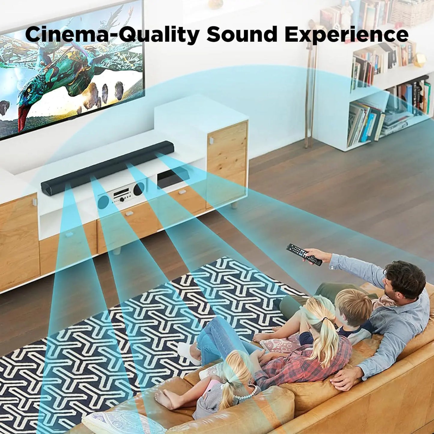 2-in-1 Wireless Sound Bar Speaker with Built-In Subwoofers for Smart TVs - Home Theater Audio System