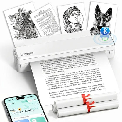 Inkless Portable Bluetooth Thermal Printer – Wireless Printing Solution for Travel, Home & Office, Compatible with iOS, Android, and Laptops, Supports 8.5x11 US Letter & A4 Thermal Paper, No Ink Required, Ideal Gift Option
