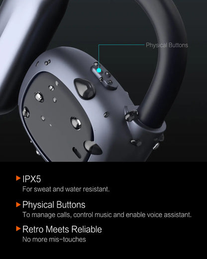 Open Ear Headphones with 80-Hour Playtime, Air Conduction Technology, Fast Charging, 16.2mm Hi-Fi Audio Drivers, Physical Controls, ENC Microphone, IPX5 Waterproof Rating, Bluetooth 5.4 - 2025 Upgrade for Fitness Use, Available in White and Black