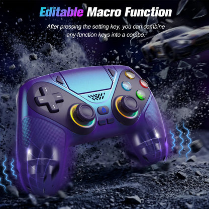 Wireless Gaming Controller Pro for PS5 with RGB LED Lighting – Turbo & Macro Programmable, Dual Vibration, Motion Sensing, Programmable Buttons, 1000mAh Fast-Charging, and Anti-Drift Calibration Guide by Summerwins