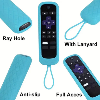 Universal Silicone Remote Control Case with Lanyard for Roku TV, Amazon Fire Stick, and Voice Remote - Glow-In-The-Dark Protective Sleeve