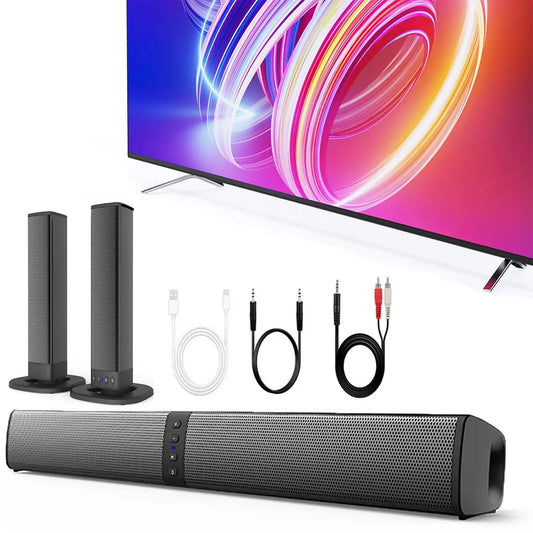 2-in-1 Wireless Sound Bar Speaker with Built-In Subwoofers for Smart TVs - Home Theater Audio System