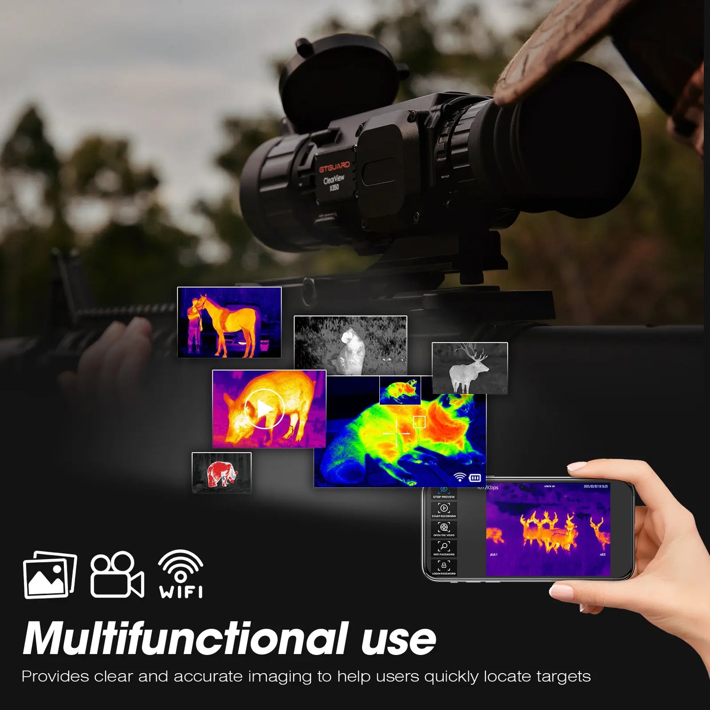 Clearview X350 Thermal Imaging Monocular with Real-Time Heat Detection and HD OLED Display for Outdoor Use
