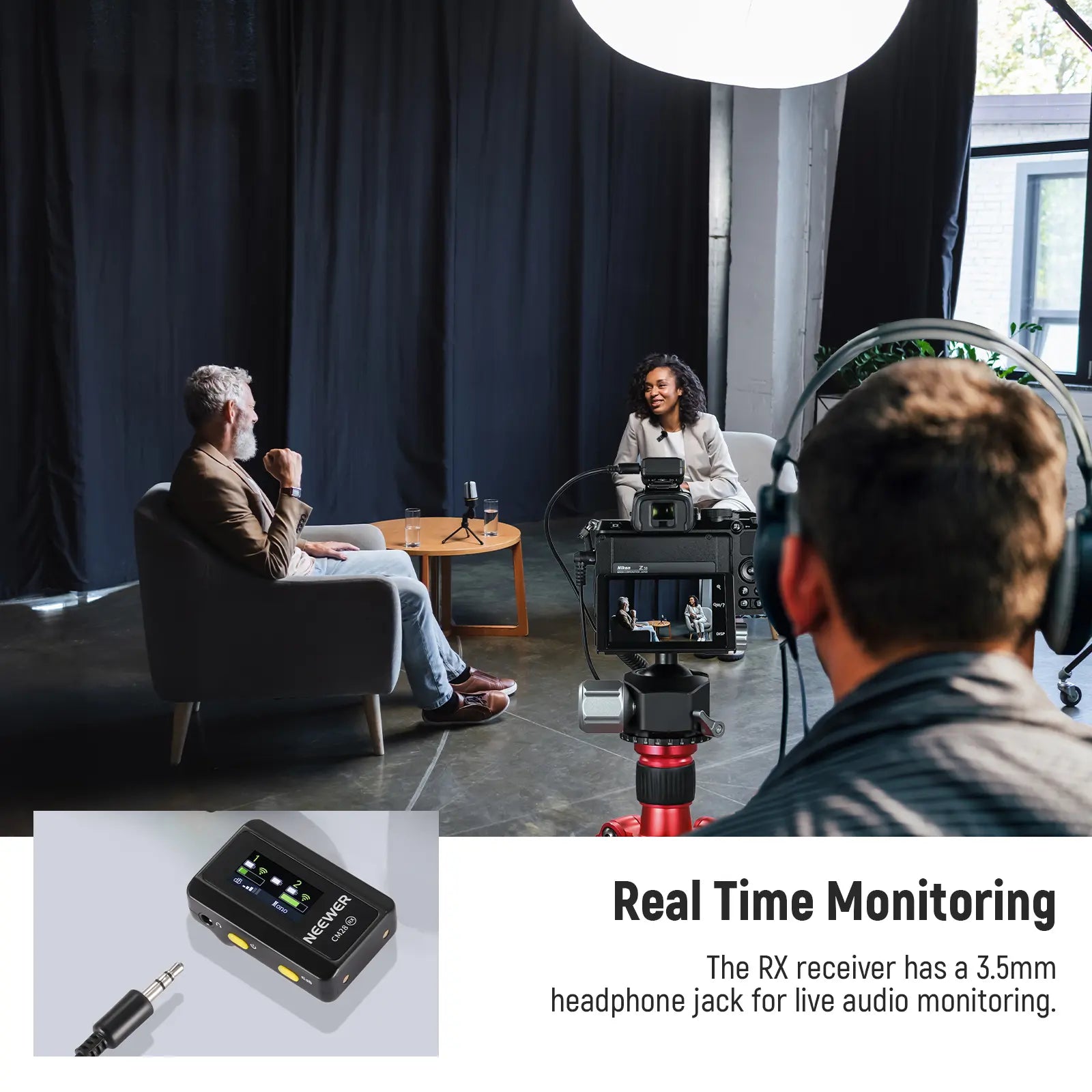 NEEWER CM28 Wireless Lavalier Microphone with Charging Case and OTG Adapter, Compatible with iPhone, Android, PC, and Camera - Ideal for Vlogging and Interviews