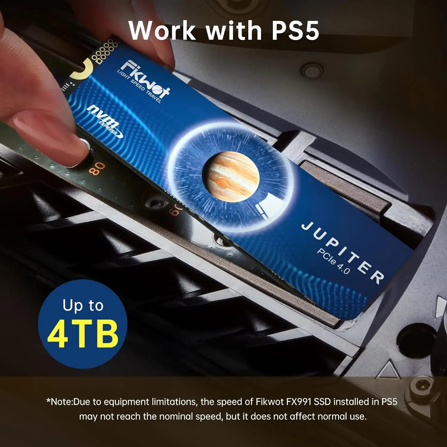 FIKWOT Internal Gaming SSD - M.2 2280 PCIe Gen 4x4 NVMe 3D NAND with High-Conductivity Graphite Heatsink, Available in 500GB, 1TB, 2TB, and 4TB, Up to 7300MB/s Read Speed, PS5-Compatible for Laptops and Desktops