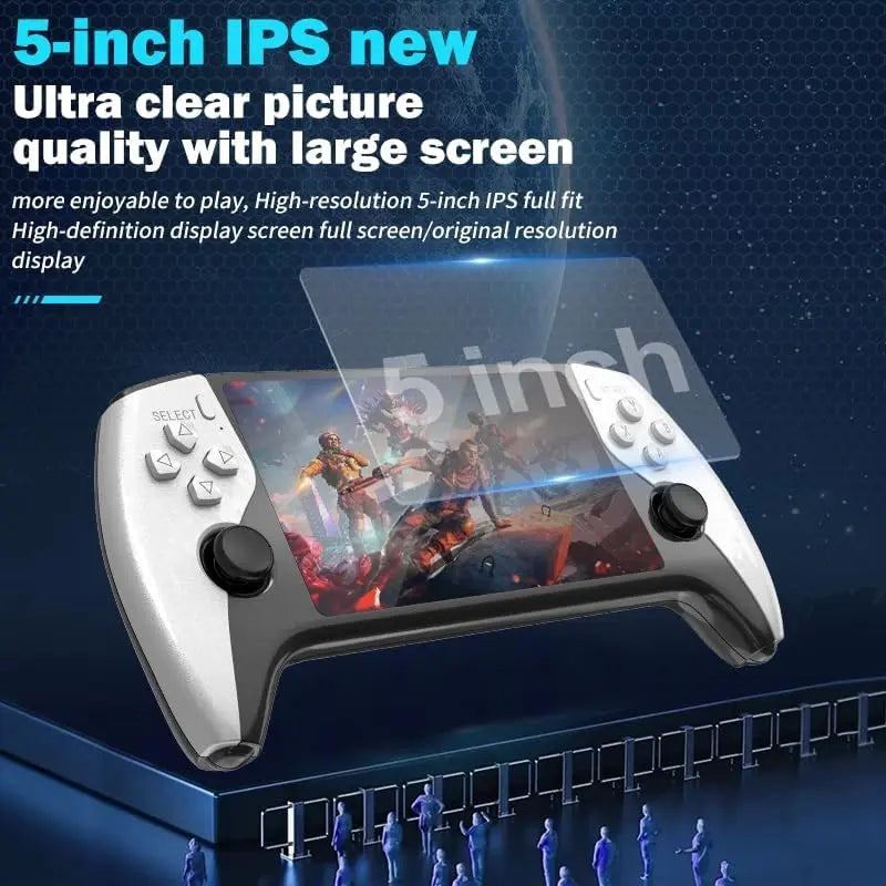 Portable Retro Handheld Game Console - Enhanced Performance with Over 20,000 Built-In Games, 5.5-Inch HD IPS Screen, TV Connectivity, 14+ Emulators, and 5-Hour Battery Life