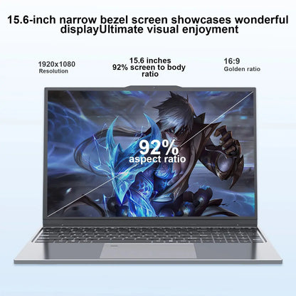 15.6" Portable Laptop with Intel Core i7-6500U, 32GB RAM, 2048GB SSD, 5000mAh Battery, Windows 11 Pro, and 3-Year Warranty