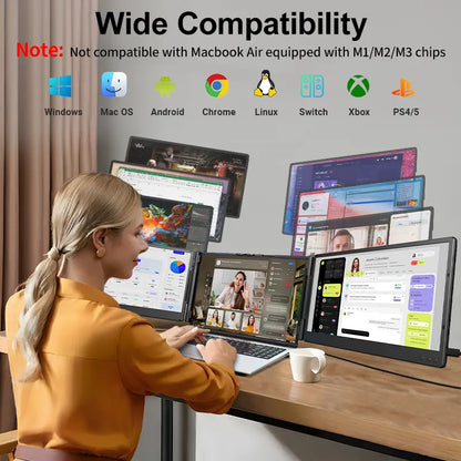 Cevaton 14" Portable Dual Laptop Screen Extender for 13.3"-17" Laptops, Requires Dual USB-C Display or HDMI+USB-C Display, Weighs 4.1 lbs