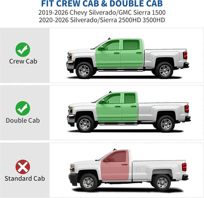 OEDRO Enhanced Under Seat Storage Box Compatible with 2019-2026 Chevy Silverado/GMC Sierra 1500 and 2020-2026 Silverado/Sierra 2500HD 3500HD Double Cab & Crew Cab, 2-In-1 Black Tool Box