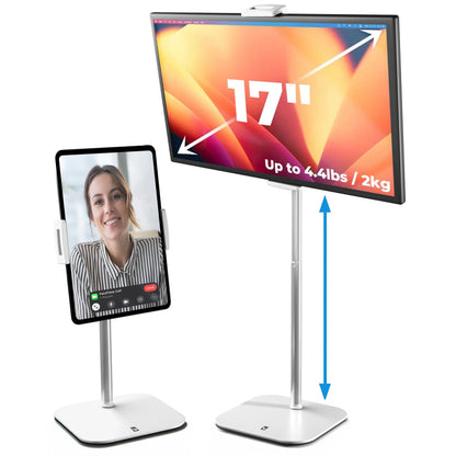 Cooper Tabstand - Adjustable Height Tablet and Portable Monitor Holder, Metal/Aluminum Design, Compatible with Devices Up to 17", 360° Rotation and Tilt, 4.4 lb Weight Capacity, Portable Multi-Device Stand for iPad Pro, Mini, Air, and Smartphones